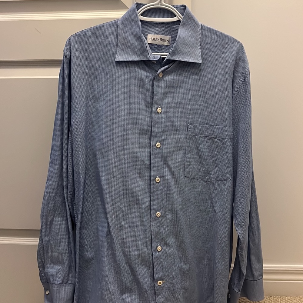 Harry Rosen Blue Gingham Dress Shirt